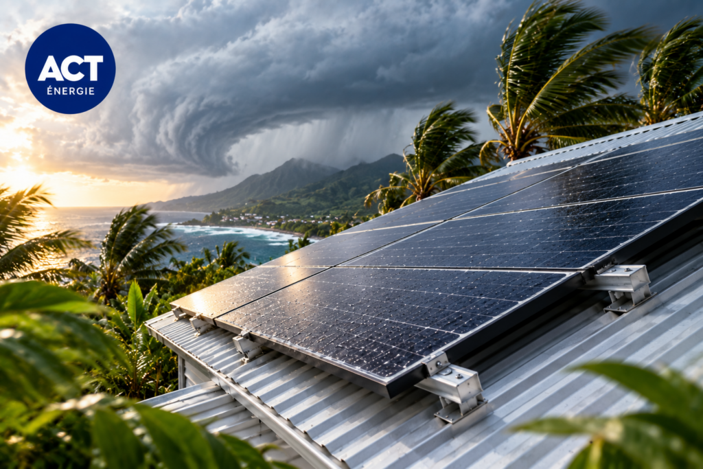 Panneaux solaires fixés sur une toiture en tôle à La Réunion