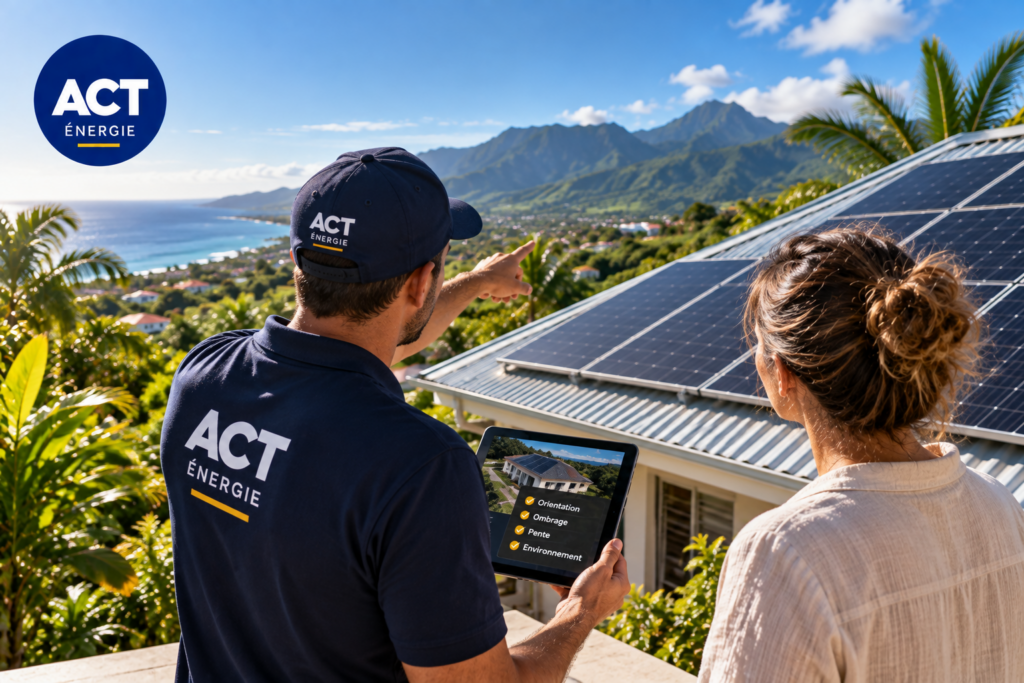 Panneaux solaires orientés au nord sur une toiture en tôle à La Réunion